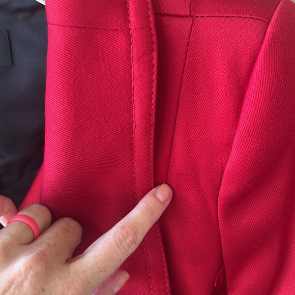 Zara Woman Sz 6 Wool Red Belted  Short Trench Coat Careerwear Contemporary - Picture 13 of 13